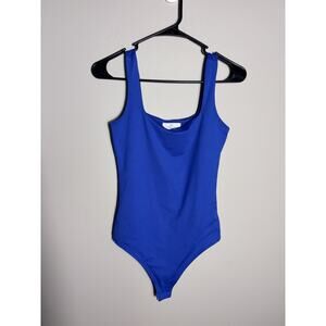 Women’s Live In The Moment Bright Blue Square Neck Tank Bodysuit Size Small